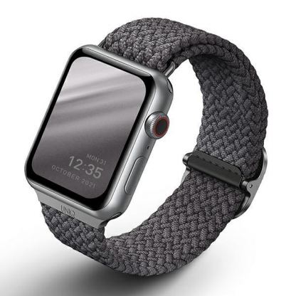 Uniq Aspen Adjustable Braided Band  - текстилна каишка за Apple Watch 42мм, 44мм (тъмносив)