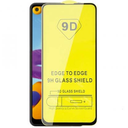 Premium Full Glue 9D Edge to Edge Tempered Glass - обхващащо и ръбовете стъклено защитно покритие за дисплея на Samsung Galaxy A21s (черен)