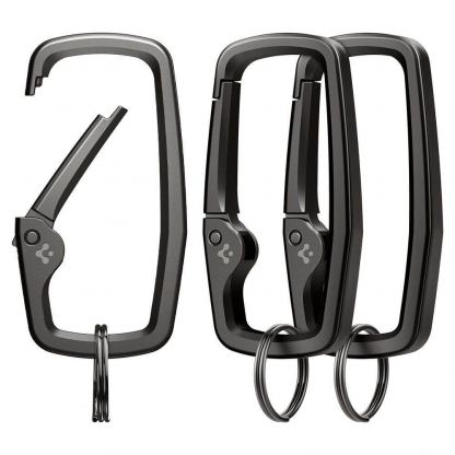 Spigen Carabiner Rugged 3-pack - комплект 3 броя стоманени карабинери (черен)