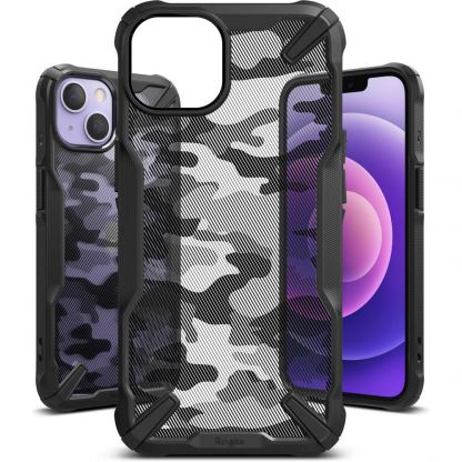 Ringke Fusion X Case - хибриден удароустойчив кейс за iPhone 13 (черен-камуфлаж)