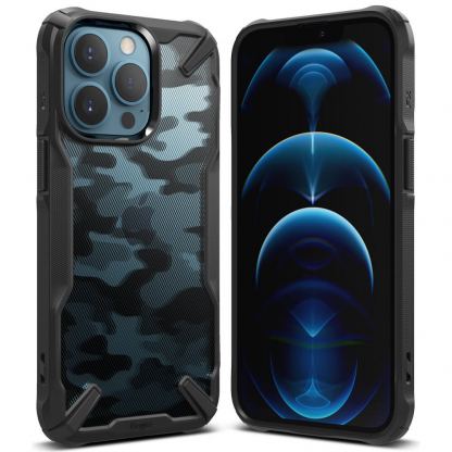 Ringke Fusion X Case - хибриден удароустойчив кейс за iPhone 13 Pro Max (черен-камуфлаж)