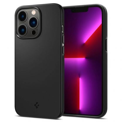 Spigen Thin Fit Case - качествен тънък матиран кейс за iPhone 13 Pro Max (черен)