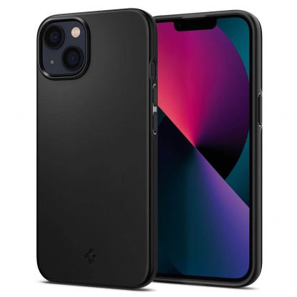 Spigen Thin Fit Case - качествен тънък матиран кейс за iPhone 13 (черен)