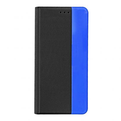 Prio Book Case - кожен калъф с поставка за iPhone 13 mini (черен-син)