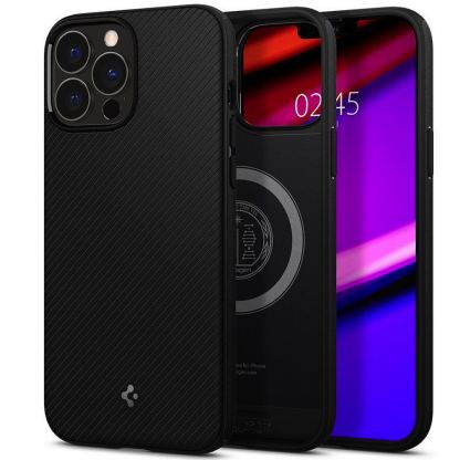 Spigen Mag Armor Case - силиконов (TPU) калъф с висока степен на защита с MagSafe за iPhone 13 Pro Max (черен)