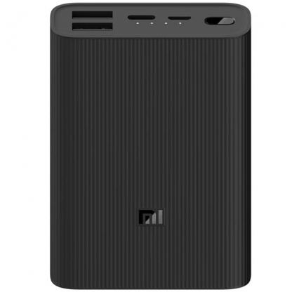 Xiaomi Mi Power Bank 3 Ultra Compact 10000 mAh - преносима външна батерия с USB-C и 2xUSB-A изходи и технология за бързо зареждане (черен)