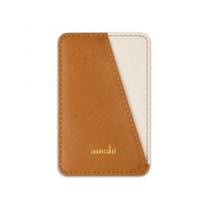 Moshi SnapTo Magnetic Slim Wallet - кожен портфейл (джоб) за прикрепяне към Moshi кейсове и калъфи със SnapTo технология за закрепяне (кафяв)