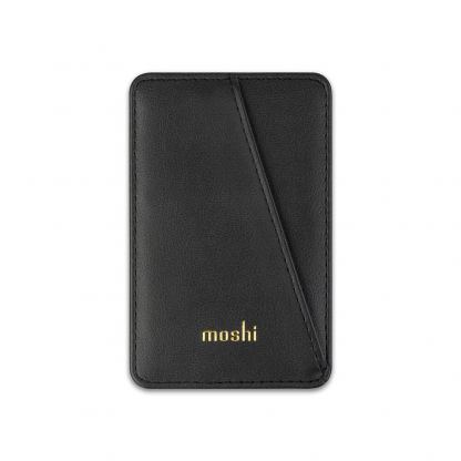 Moshi SnapTo Magnetic Slim Wallet - кожен портфейл (джоб) за прикрепяне към Moshi кейсове и калъфи със SnapTo технология за закрепяне (черен)