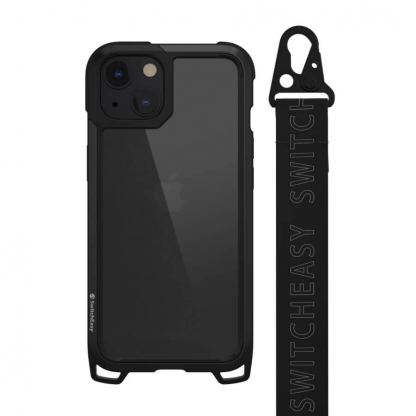 SwitchEasy Odyssey Trendy Case - удароустойчив хибриден кейс с връзка и карабинер за iPhone 13 (черен) 