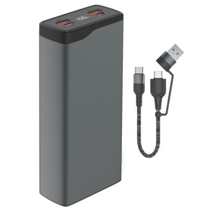 4smarts Powerbank VoltHub Pro 26800mAh 22.5W Quick Charge - външна батерия с USB-C и USB изходи за зареждане на мобилни устройства (тъмносив)