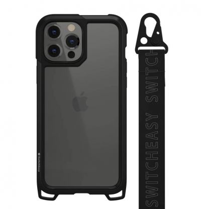 SwitchEasy Odyssey Trendy Case - удароустойчив хибриден кейс с връзка и карабинер за iPhone 13 Pro Max (черен) 