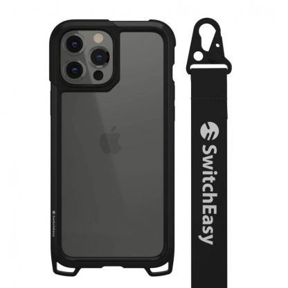 SwitchEasy Odyssey Classic Black Case - удароустойчив хибриден кейс с връзка и карабинер за iPhone 13 Pro Max (черен) 