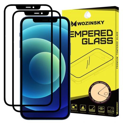 Wozinsky 2x Case Friendly 3D Tempered Glass - 2 броя калени стъклени защитни покрития за iPhone 12, iPhone 12 Pro (черен-прозрачен) (2 броя)