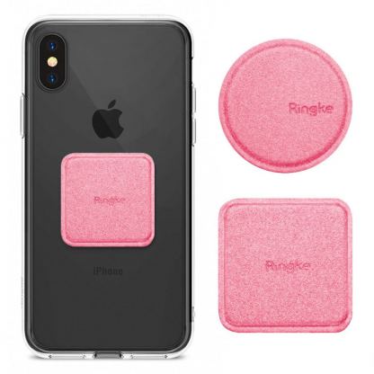 Ringke Magnetic Mount Metal Plate - два броя метална пластина с кожено покритие за магнитни поставки (розов)
