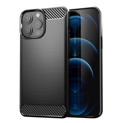 Nillkin Synthetic Fiber Carbon Case - силиконов (TPU) калъф за iPhone 13 Pro Max (черен)