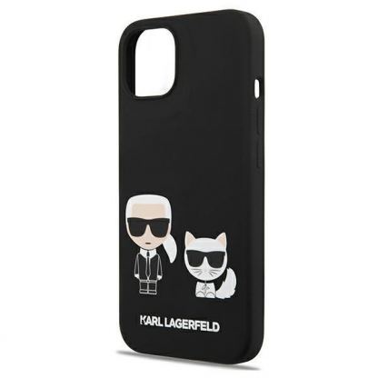 Karl Lagerfeld Karl & Choupette Silicone Case - дизайнерски силиконов кейс за iPhone 13 mini (черен)