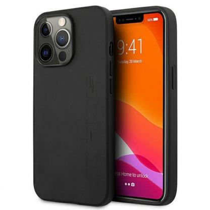 AMG Hot Stamped Genuine Leather Hard Case - дизайнерски кожен кейс (естествена кожа) за iPhone 13 Pro (черен)