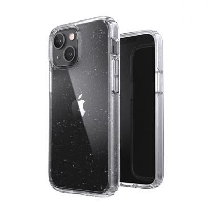 Speck Presidio Glitter Perfect Clear - удароустойчив хибриден кейс за iPhone 13 mini, iPhone 12 mini (прозрачен)