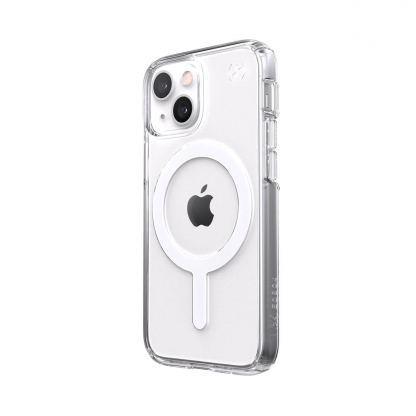 Speck Presidio Perfect Clear MagSafe Case - удароустойчив хибриден кейс с вграден магнитен конектор (MagSafe) за iPhone 13 mini, iPhone 12 mini (прозрачен)