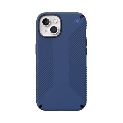 Speck Presidio 2 Grip Case - удароустойчив хибриден кейс за iPhone 13 (тъмносин)