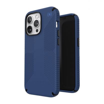 Speck Presidio 2 Grip Case - удароустойчив хибриден кейс за iPhone 13 Pro (тъмносин)