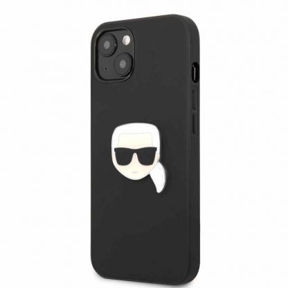 Karl Lagerfeld Karl Head Leather Case - дизайнерски кожен кейс за iPhone 13 (черен) 