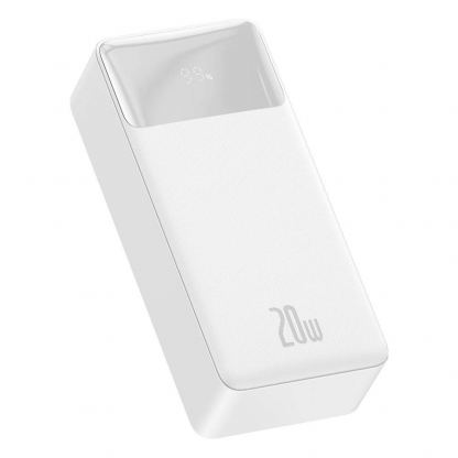 Baseus Bipow Digital Display Power Bank 20W 30000 mAh (PPDML-N01) - външна батерия с два USB-A и един USB-C изходи и технология за бързо зареждане (бял)