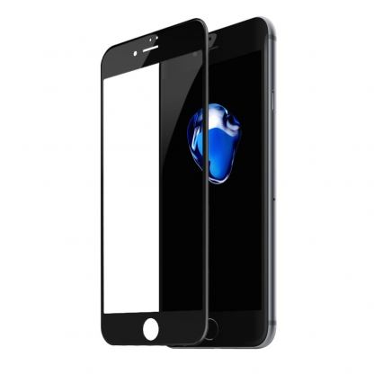 Baseus Full Screen Curved Soft Edge Tempered Glass (SGAPIPH8N-GPE01) - стъклено защитно покритие за целия дисплей на iPhone SE (2020), iPhone 8, iPhone 7 (прозрачен-черен)