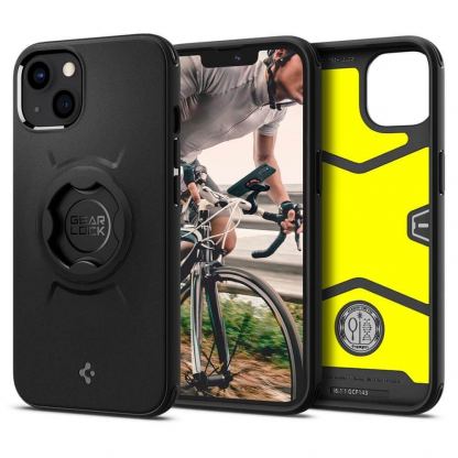 Spigen GearLock Bike Mount Case - хибриден удароустойчив кейс с вграден GearLock механизъм за iPhone 13 (black)