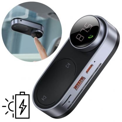 Baseus Solar Bluetooth FM Transmitter (CDMP000001) - блутут FM трансмитр със соларен панел за мобилни устройства (черен)
