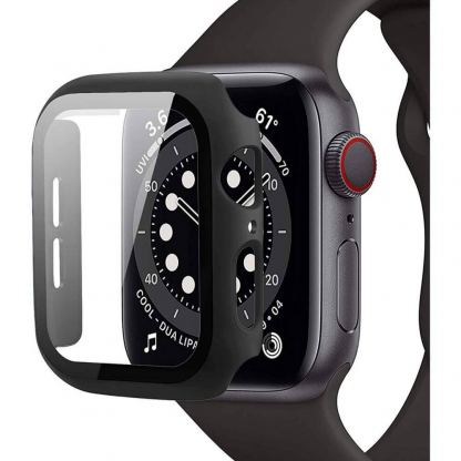 Tech-Protect Defense 360 Case - качествен твърд кейс с вграден стъклен протектор за дисплея на Apple Watch 7 45мм (черен)