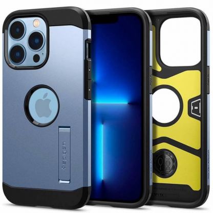 Spigen Tough Armor Case - хибриден кейс с най-висока степен на защита за iPhone 13 Pro Max (син)