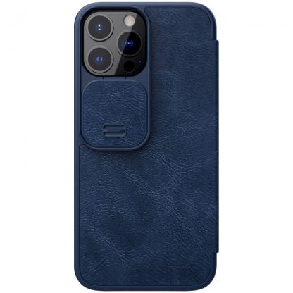 Nillkin Qin Book Pro Leather Flip Case - кожен калъф, тип портфейл за iPhone 13 Pro (син) 