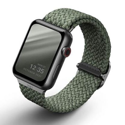Uniq Aspen Adjustable Braided Band  - текстилна каишка за Apple Watch 38мм, 40мм, 41мм (зелен)