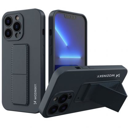 Wozinsky Flexible Silicone Kickstand Case - силиконов (TPU) калъф с поставка за iPhone 13 Pro Max (тъмносин)