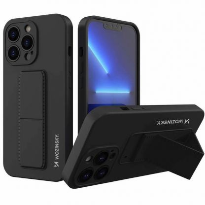 Wozinsky Flexible Silicone Kickstand Case - силиконов (TPU) калъф с поставка за iPhone 13 Pro Max (черен)