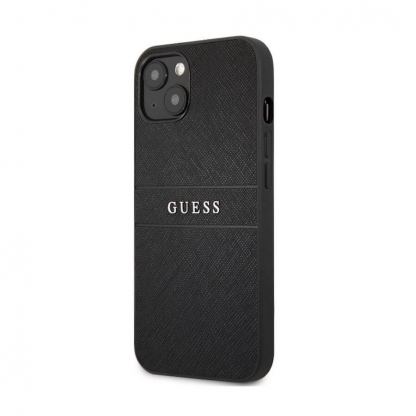 Guess Saffiano PU Leather Hard Case - дизайнерски кожен кейс за iPhone 13 mini (черен)