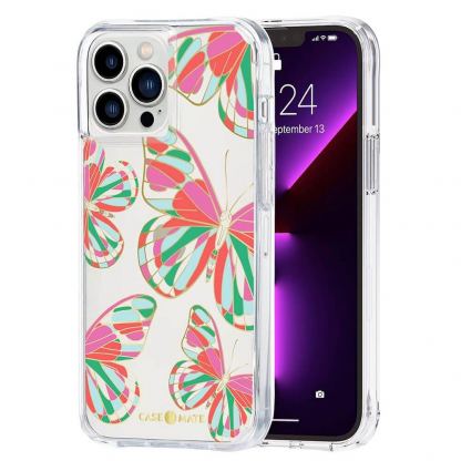 CaseMate Tough Print Case - дизайнерски кейс с висока защита за iPhone 13 Pro Max, iPhone 12 Pro Max (розов)