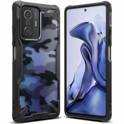 Ringke Fusion X Case - хибриден удароустойчив кейс за Xiaomi Mi 11T Pro, Xiaomi Mi 11T (черен-камуфлаж)