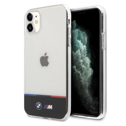 BMW M Horizontal Tricolor Hard Case - хибриден удароустойчив кейс за iPhone 11 (прозрачен)