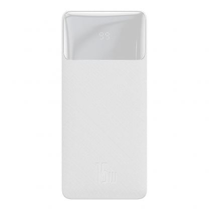 Baseus Bipow Digital Display Power Bank 15W 20000mAh (PPDML-J02) - външна батерия с два USB-A и един USB-C изходи и технология за бързо зареждане (бял)