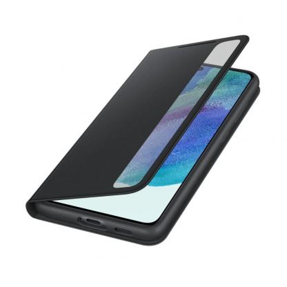 Samsung Clear View Cover EF-ZG990CB - оригинален кейс с, през който виждате информация от дисплея за Samsung Galaxy S21 FE (черен)