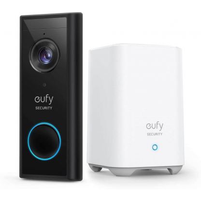 Anker Eufy Security Wireless Video Doorbell, 2K HD, With Homebase - комплект безжичен видеозвънец и HomeBase (черен)