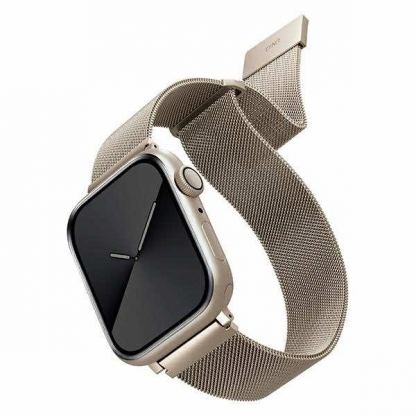 Uniq Dante Milanese Magnetic Stainless Steel Band - стоманена, неръждаема каишка за Apple Watch 38мм, 40мм, 41мм (светлозлатист)