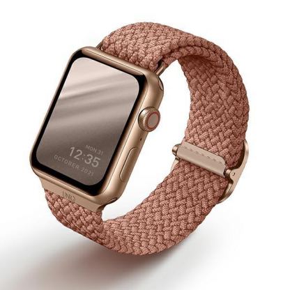 Uniq Aspen Adjustable Braided Band  - текстилна каишка за Apple Watch 38мм, 40мм, 41мм (розов)