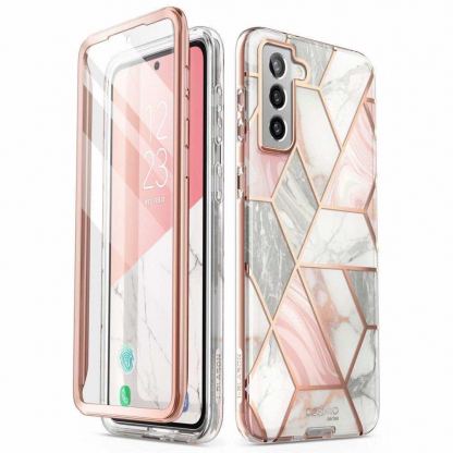 i-Blason Cosmo Protective Case - удароустойчив хибриден кейс с вграден протектор за дисплея за Samsung Galaxy S21 FE (бял)