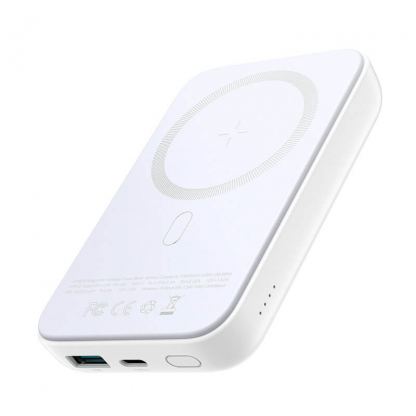 Joyroom Mini Magnetic Wireless Quick Charging Power Bank 10000 mAh - преносима външна батерия с безжично зареждане за iPhone с MagSafe (бял)