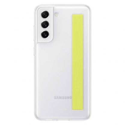 Samsung Protective Clear Strap Cover EF-XG990CWE - оригинален кейс с лента за ръка за Samsung Galaxy S21 FE (бял)