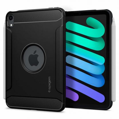 Spigen Rugged Armor Case - удароустойчив силиконов (TPU) калъф за iPad mini 6 (2021) (черен)