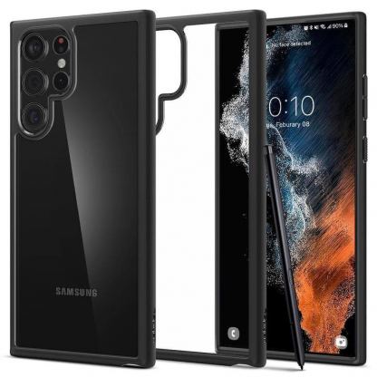 Spigen Ultra Hybrid Case - хибриден кейс с висока степен на защита за Samsung Galaxy S22 Ultra (черен-прозрачен)